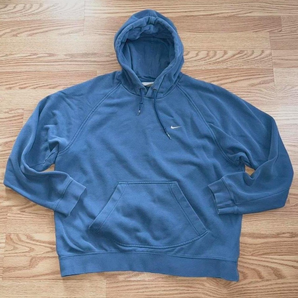 Vintage Nike Hoodie Mens Large silver tag Blue mini swoosh 2000s Y2K